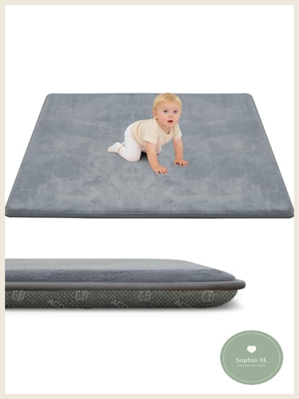 Memory Foam Baby Play Mat Water-Repellent Non-Slip Coral Velvet Tummy Time